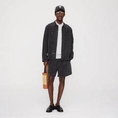 &Kin Ribbon Long Sleeve Boxy Collared Overshirt - Black | Kith Black
