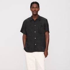 &Kin Silk Habotai Beckham Buttondown - Black | Kith Black