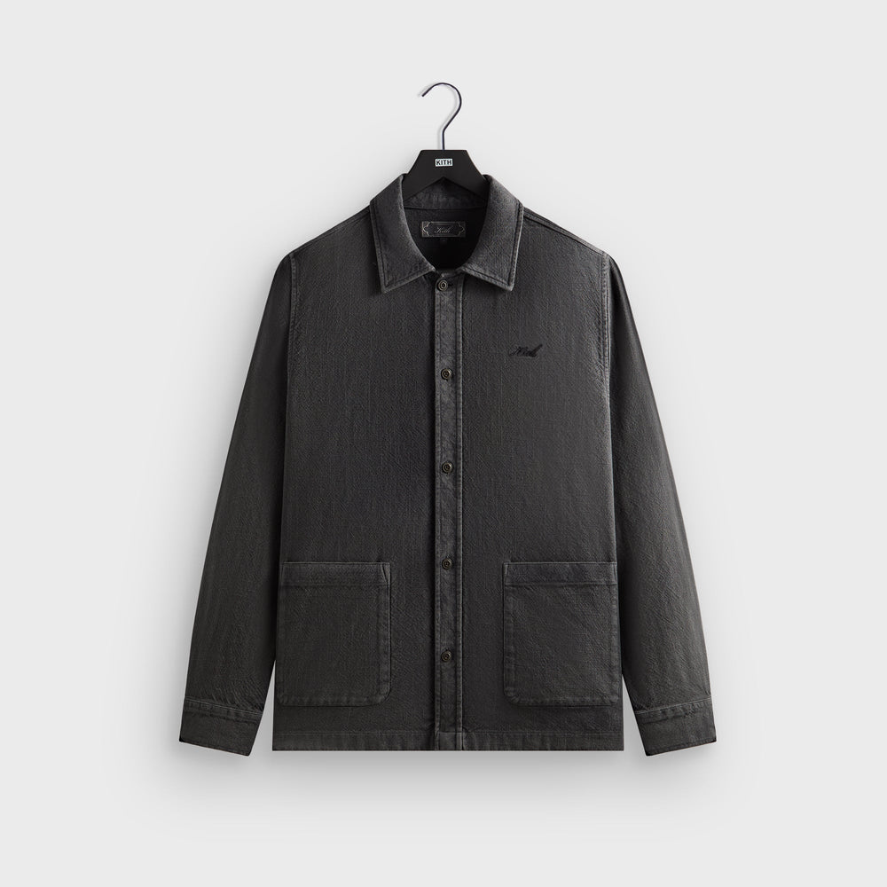 Kith Soft Woven Long Sleeve Boxy Collared Overshirt - Carbon | Kith Carbon