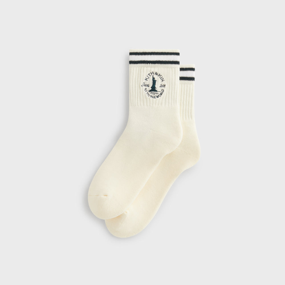 Kith & Kin Logo Mid Crew Sock - Sandrift | Kith Sandrift
