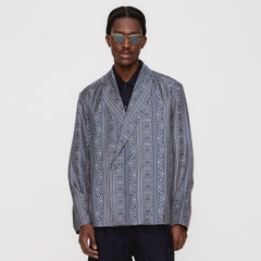 &Kin Batik Stripe Long Sleeve Thompson Crossover Shirt - Nocturnal | Kith Nocturnal