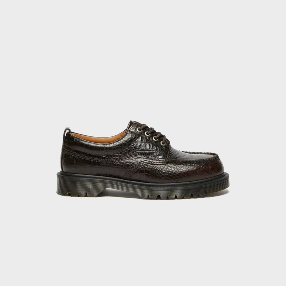 Dr. Martens Lowell Analine Crocodile Embossed Moc Toe Shoe - Dark Brow | Kith Dark Brown