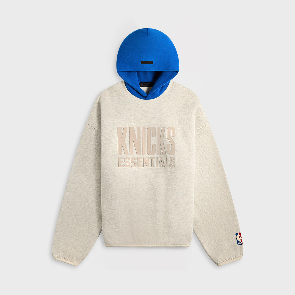 Essentials Pull Over Hoodie Knicks Core Fleece - Light Heather / Blue | Kith Light Heather / Blue