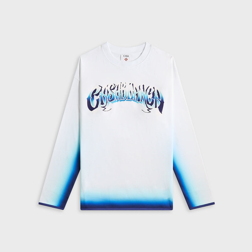 Casablanca Spray Dye Gradient Faded Logo Long Sleeve Tee - Blue Fade | Kith Blue Fade