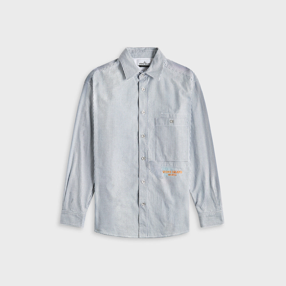 Stone Island Striped Oxford Cotton Marina Shirt - Blue Marine | Kith Blue Marine