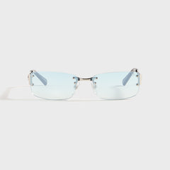 Vintage Frames Infamous Rimless Drill Mount 24KT - White Gold / Tiffan | Kith White Gold / Tiffany Blue Gradient