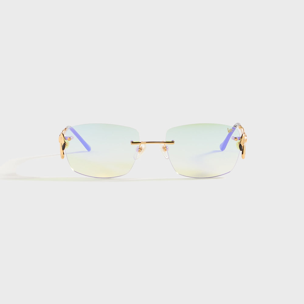 Vintage Frames Flamingo 24KT - Yellow Gold / Powder Green Flash Purple | Kith Yellow Gold / Powder Green Flash Purple