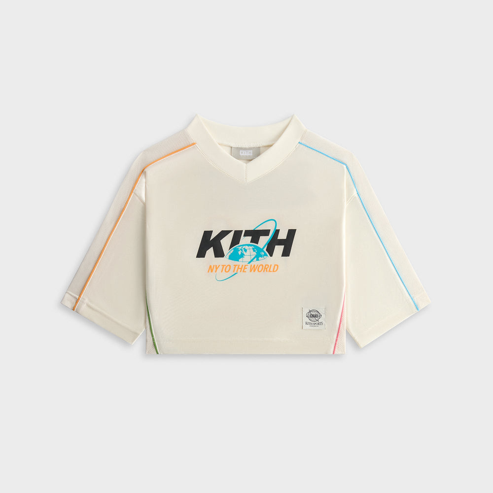 Kith Kids NY to the World Unisphere Faille Crop Jersey - Sandrift | Kith Sandrift