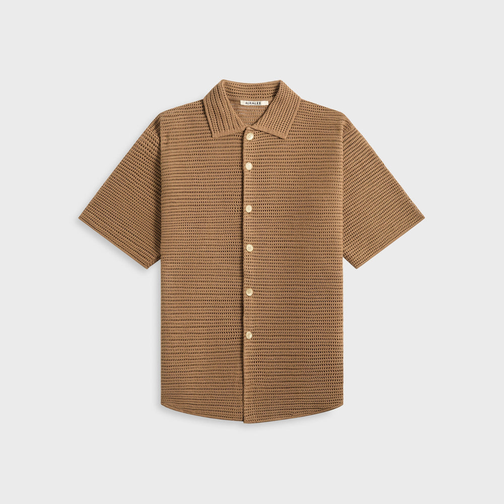 Auralee Cotton Mesh Knit Half Sleeved Shirt - Khaki Brown | Kith Khaki Brown