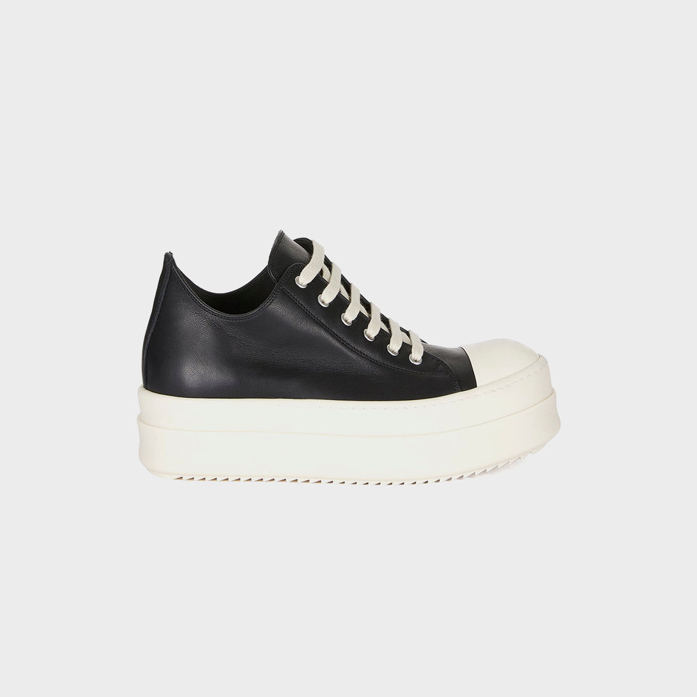 Rick Owens Mega Bumper Low Sneaks Scarpe in Pelle - Black / Milk | Kith Black / Milk