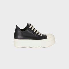 Rick Owens Mega Bumper Low Sneaks Scarpe in Pelle - Black / Milk | Kith Black / Milk