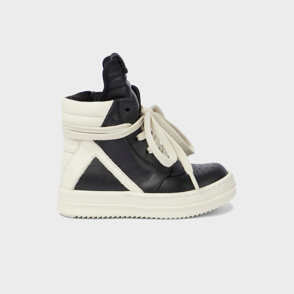 Rick Owens Baby Geobaskets Scarpe in Pelle - Black / Milk / Milk | Kith Black / Milk / Milk