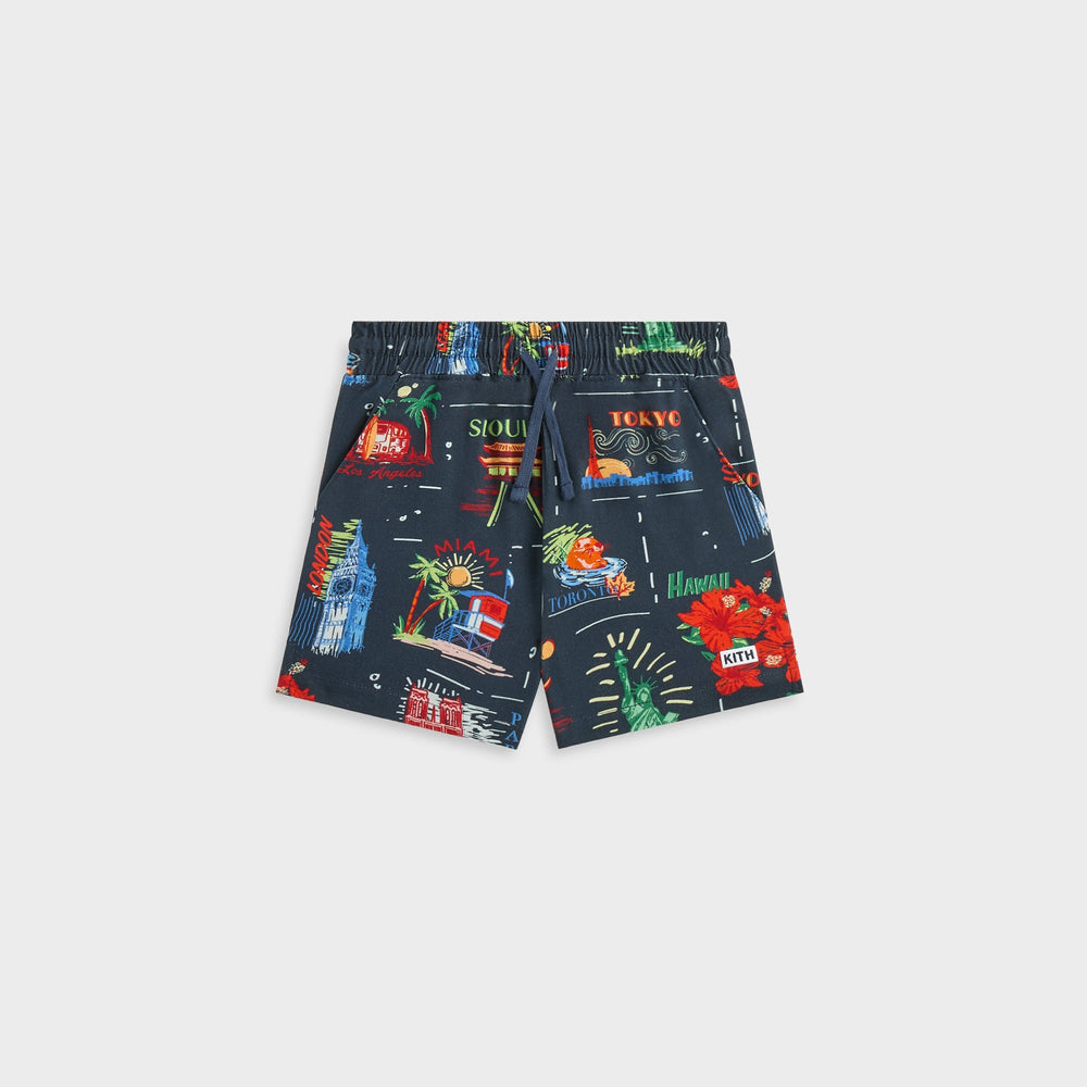 Kith Kids Souvenir Stamp Thompson Camp Short - Nocturnal | Kith Nocturnal