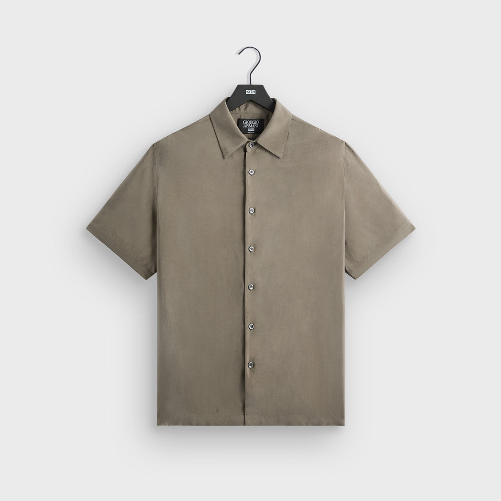 Giorgio Armani & Kith Silky Short Sleeve Button Up - Gravel | Kith Gravel