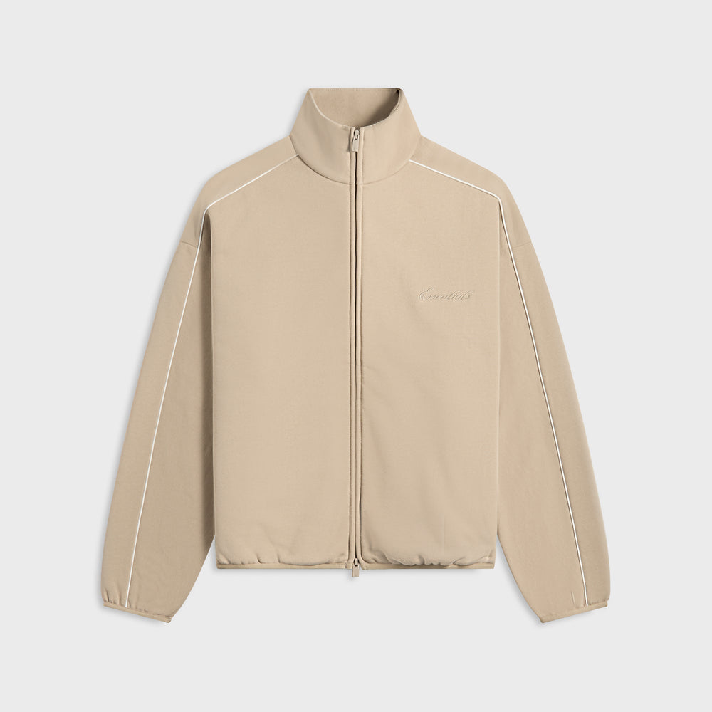 Essentials Modern Fit Fleece Track Jacket - Timber / Cloud White | Kith Timber / Cloud White