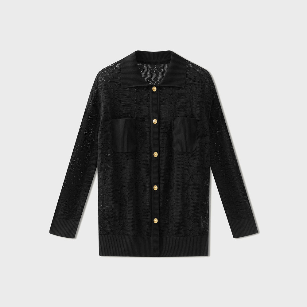 Asta Resort Delilah Crochet Shirt - Black | Kith Black