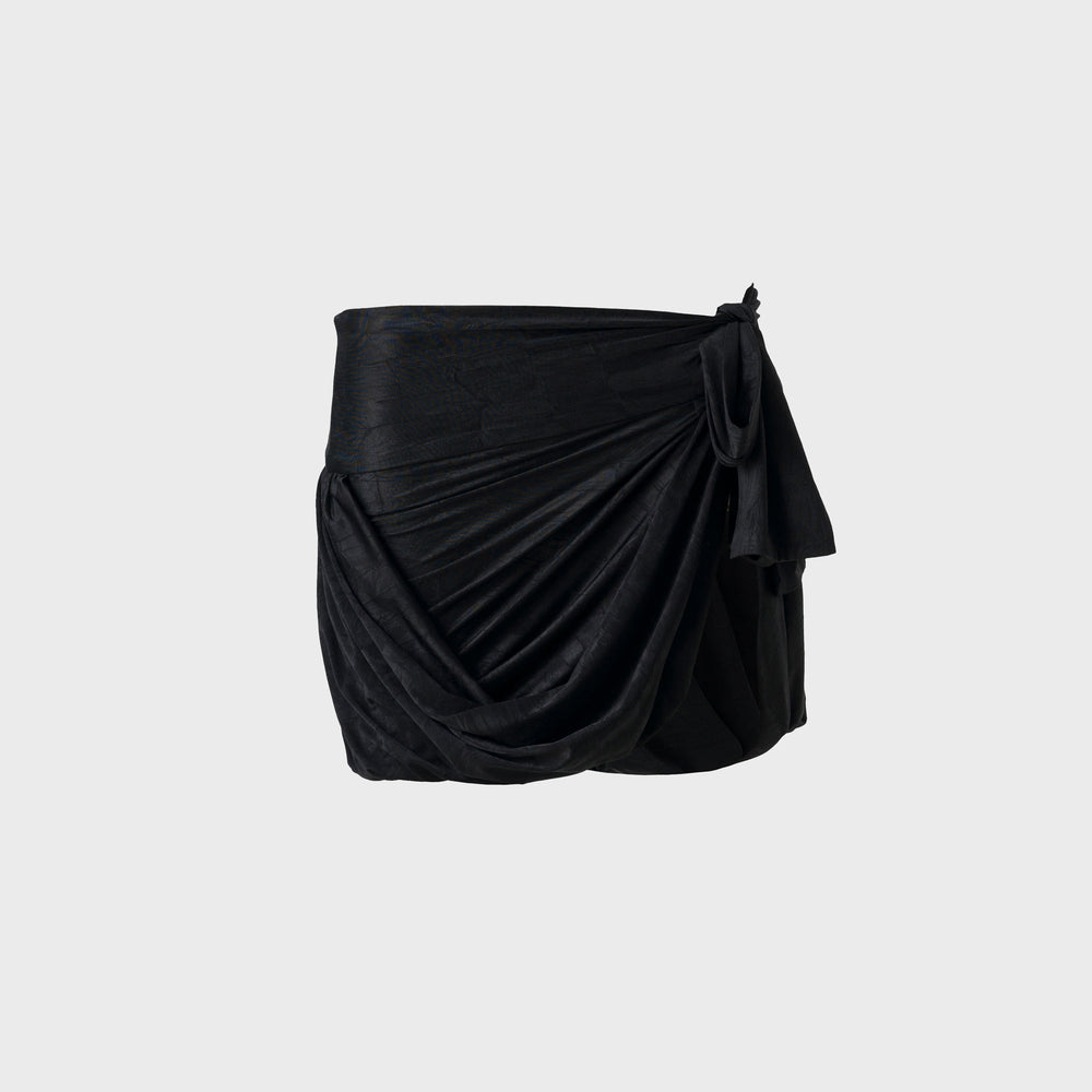 Siedres Tie Detailed Jersey Wrap Mini Skirt - Black | Kith Black