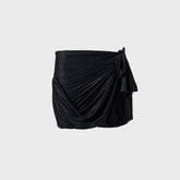 Siedres Tie Detailed Jersey Wrap Mini Skirt - Black | Kith Black