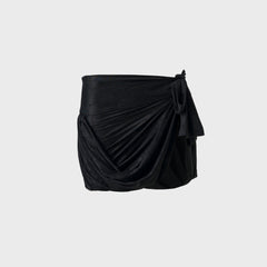 Siedres Tie Detailed Jersey Wrap Mini Skirt - Black | Kith Black