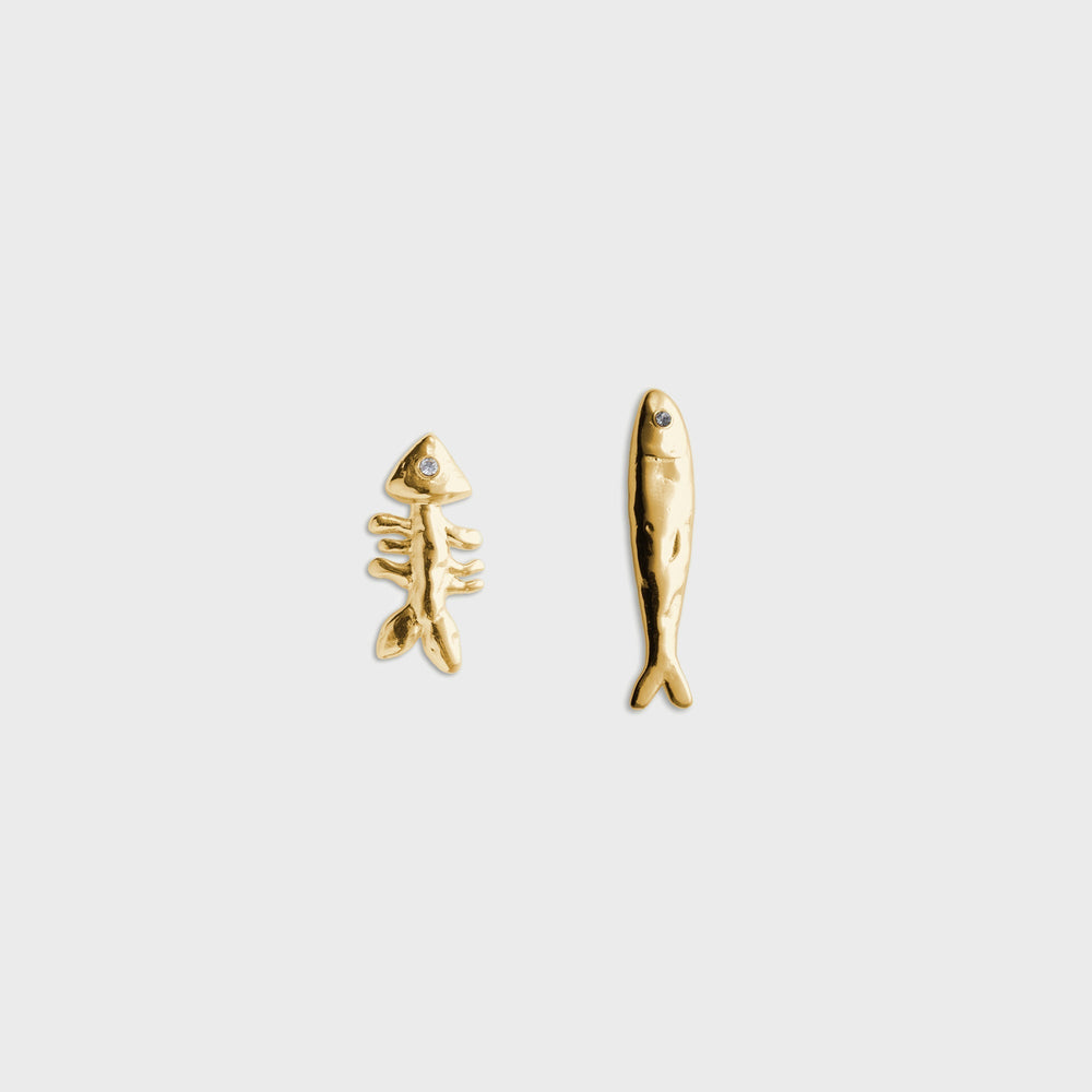 Eliou Sardine and Fishbone Earring - Gold | Kith Gold