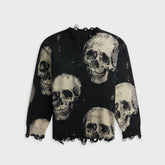 R13 Printed Boyfriend Sweater - Skulls On Black | Kith Skulls On Black