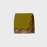Siedres Lace-Trimmed Satin Mini Skirt - Khaki | Kith Khaki
