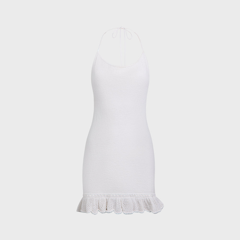Crochet Halter Mini Dress - White | Kith White