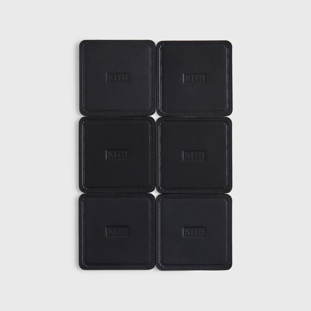 Kith Monogram Leather Coasters - Black | Kith Black