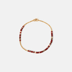 Maor Shine #2 Bracelet in Wine Pattern Beads with 18k Yellow Gold - Go | Kith Gold /Wine