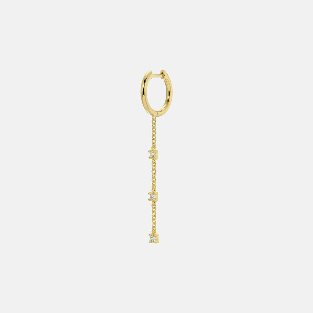 Isa Grutman Single Huggie with Diamond Chain Drop 14K Gold - Yellow Go | Kith Yellow Gold