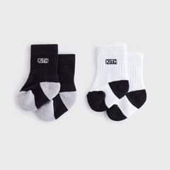 Kith Baby Classic Crew 2-Pack Socks - White / Black | Kith White / Black