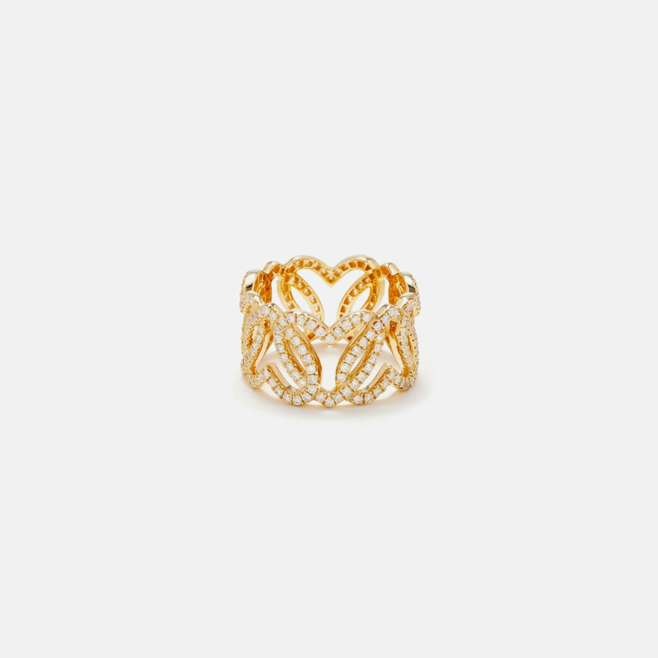 Yvonne Leon Bague Maille Coeurs Diamants Heart Ring - Yellow | Kith Yellow