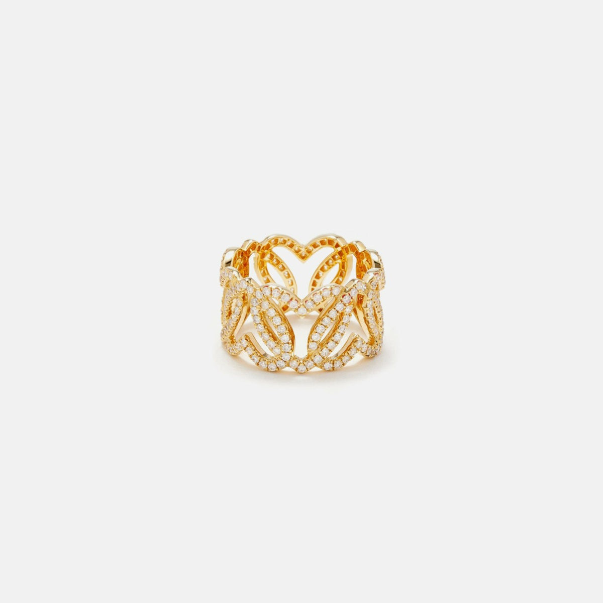 Yvonne Leon Bague Maille Coeurs Diamants Heart Ring - Yellow | Kith Yellow