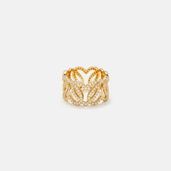 Yvonne Leon Bague Maille Coeurs Diamants Heart Ring - Yellow | Kith Yellow