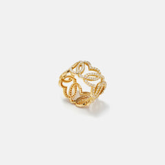 Yvonne Leon Bague Maille Coeurs Diamants Heart Ring - Yellow | Kith Yellow
