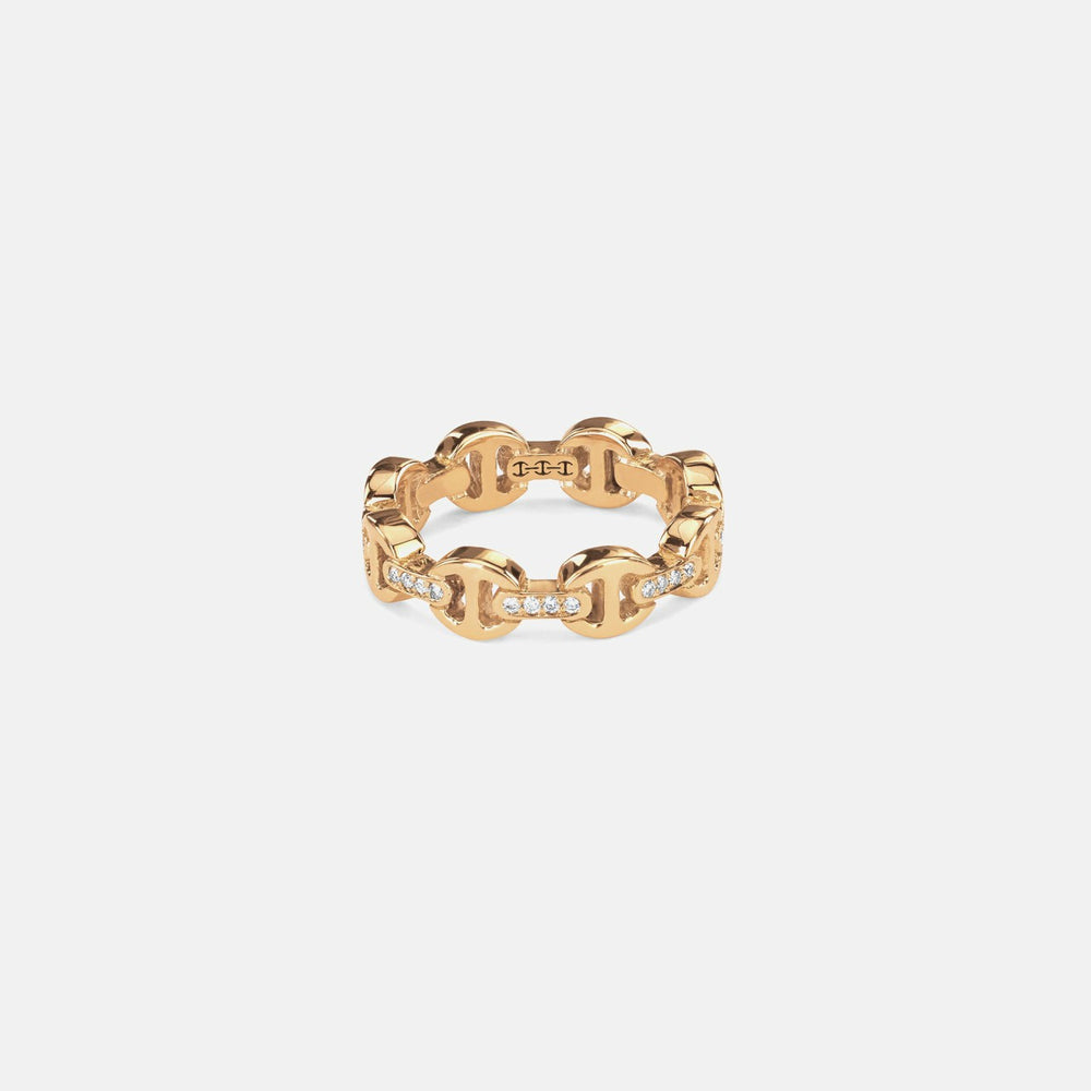 Hoorsenbuhs Dame Tri-Link Ring with Diamond Bridges - 18K Yellow Gold | Kith 18K Yellow Gold