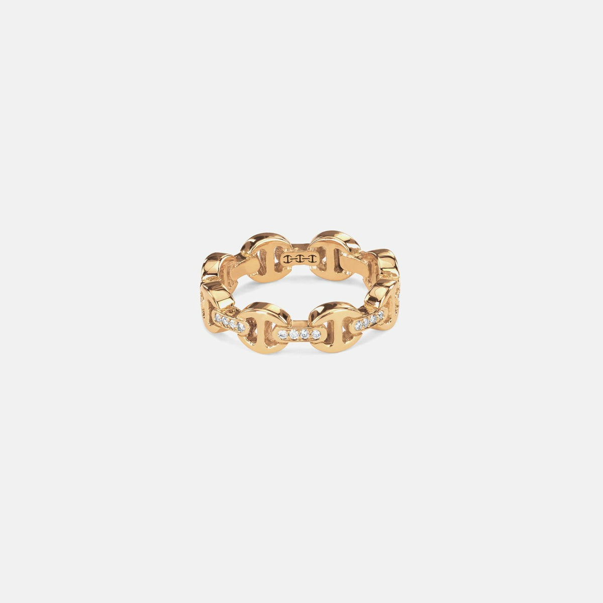 Hoorsenbuhs Dame Tri-Link Ring with Diamond Bridges - 18K Yellow Gold | Kith 18K Yellow Gold