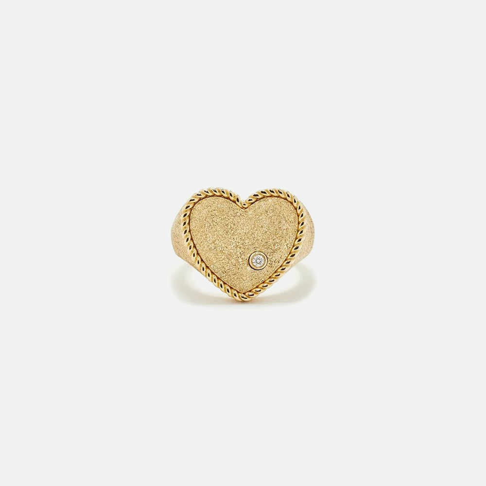 Yvonne Leon Chevaliere Coeur Pailletee Or Jaune - Yellow Gold | Kith Yellow Gold