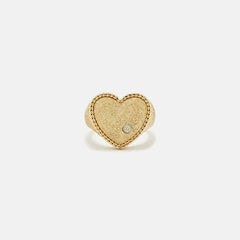 Yvonne Leon Chevaliere Coeur Pailletee Or Jaune - Yellow Gold | Kith Yellow Gold