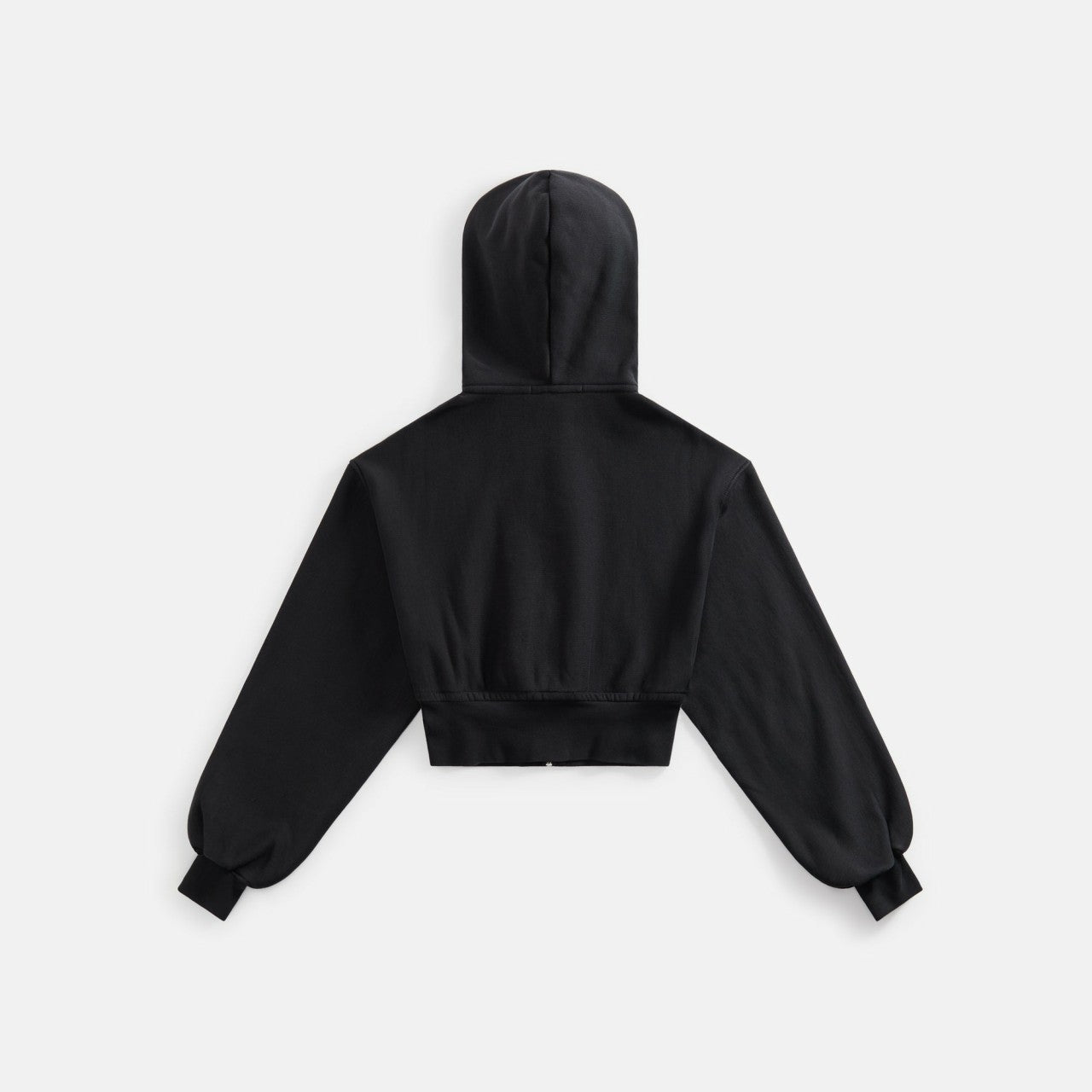T by Alexander Wang Cropped Zipup Hoodie with Branded Seam Label - Bla | Kith Black