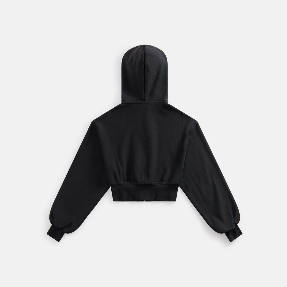 T by Alexander Wang Cropped Zipup Hoodie with Branded Seam Label - Bla | Kith Black