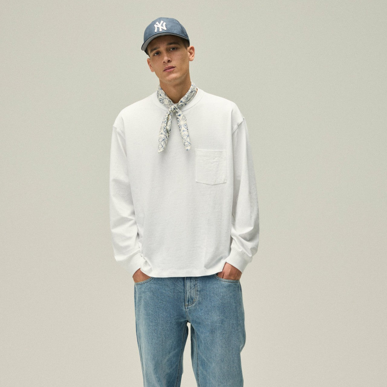 Kith Long Sleeve Leonard Pocket Tee - White | Kith White
