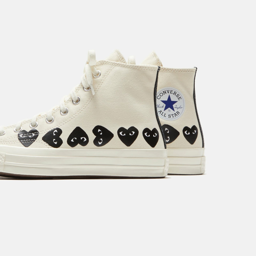 Comme Des Garçons Play x Converse Multi Heart High Top - Beige / Black | Kith Beige / Black