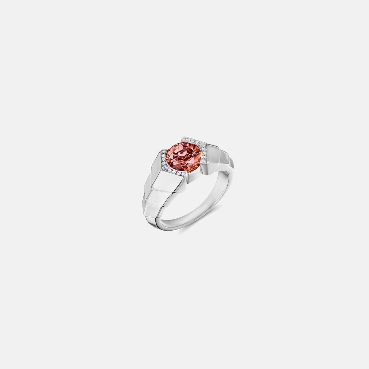 VL Cepher Arris Ring in Sterling Silver with Malaya Garnet and Diamond | Kith Silver / Malaya