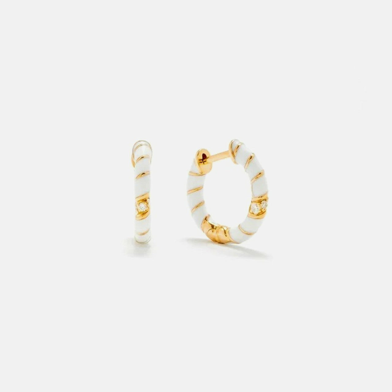 Yvonne Leon Paire De Creoles Mini Torsade Couleur Blanc - Yellow Gold | Kith Yellow Gold / White