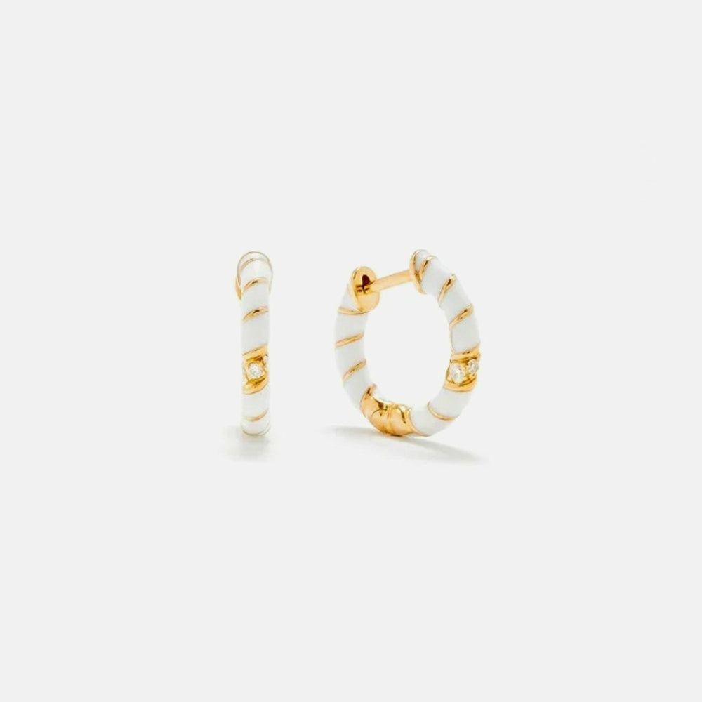 Yvonne Leon Paire De Creoles Mini Torsade Couleur Blanc - Yellow Gold | Kith Yellow Gold / White