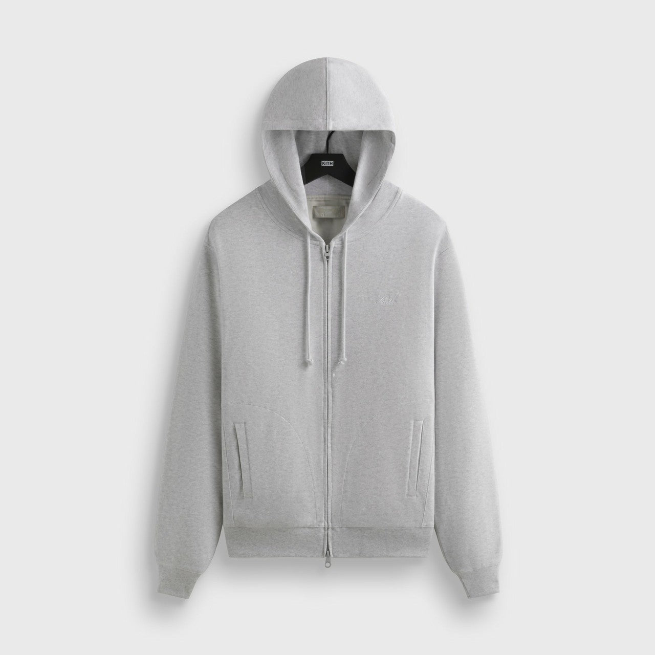 Kith Interlock Williams V Full Zip Hoodie - Light Heather Grey | Kith Light Heather Grey