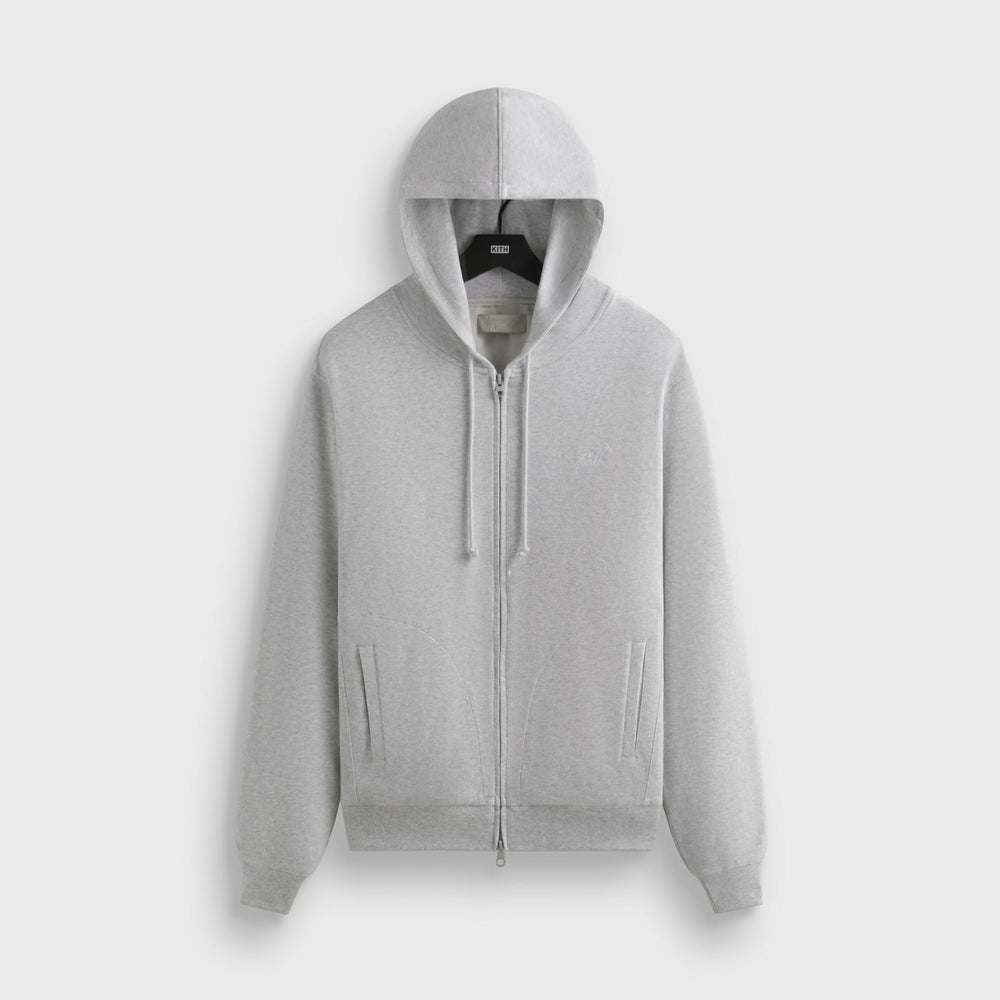 Kith Interlock Williams V Full Zip Hoodie - Light Heather Grey | Kith Light Heather Grey