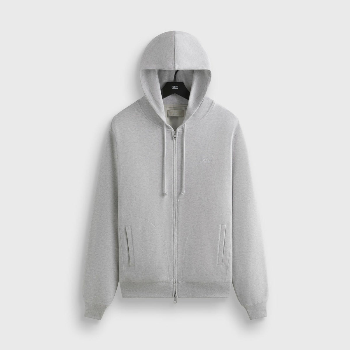 Kith Interlock Williams V Full Zip Hoodie - Light Heather Grey | Kith Light Heather Grey