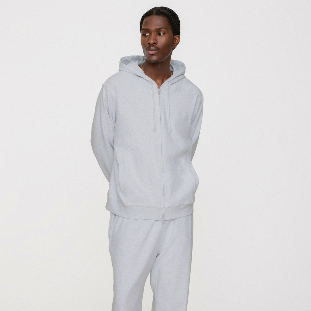 Kith Interlock Williams V Full Zip Hoodie - Light Heather Grey | Kith Light Heather Grey
